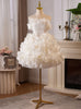 White Tulle 3D Flower Wedding Dress
