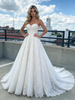 White Tulle Strapless Appliques Prom Dress