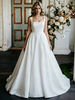 White Satin Straps Sleeveless Wedding Dress