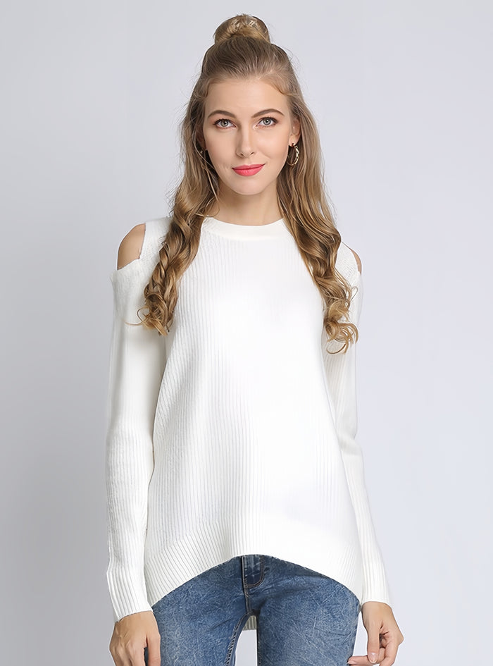 Solid Color Round Neck Loose Pullover Sweater