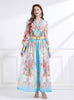 Holiday Lapel Printed Long-sleeved Dress