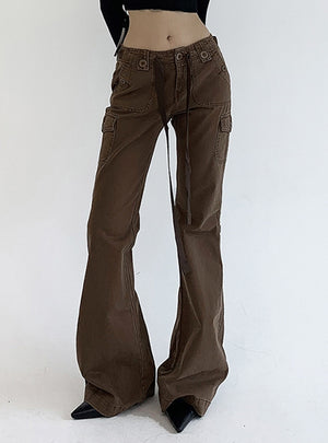 Button Tooling Bell Bottoms Trousers Pant