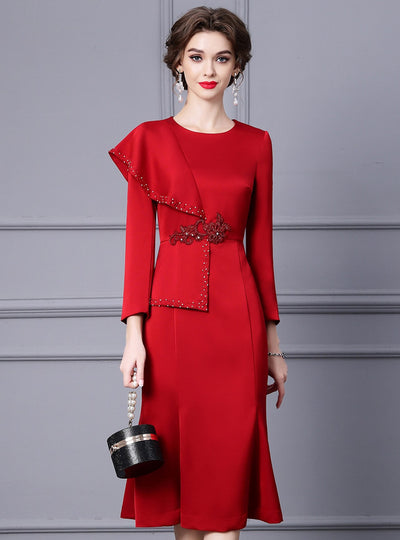 Red Beading Mother Of The Bride Dress