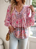 Printed Long-sleeved V-neck Shirt