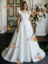White Satin Flower Wedding Dress