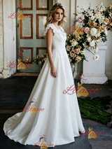 White Satin Flower Wedding Dress