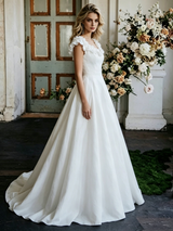 White Satin Flower Wedding Dress