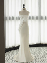 White Mermaid Strapless Wedding Dress