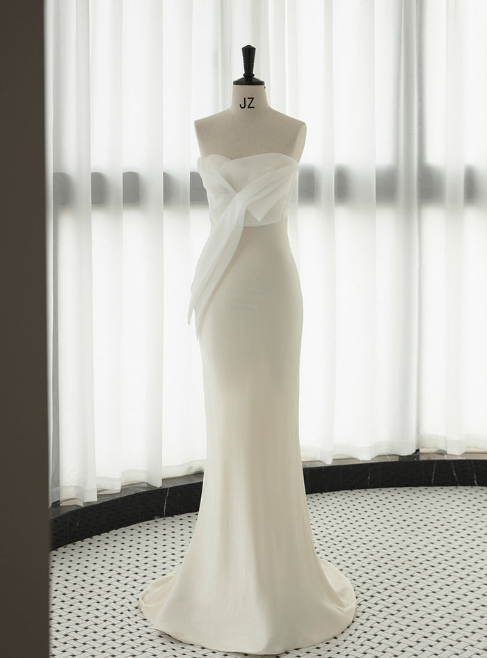 White Mermaid Strapless Wedding Dress