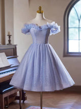 Tulle Sequins Off the Shoulder Homecoming Dress