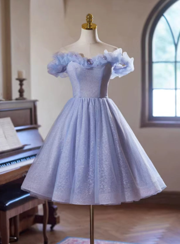 Tulle Sequins Off the Shoulder Homecoming Dress