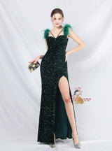 Mermaid Sequins Straps Prom Dress