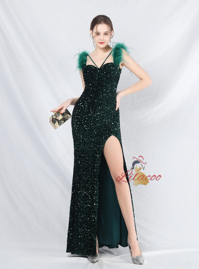Mermaid Sequins Straps Prom Dress