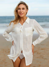 Beach Top Solid Color Casual Shirt Cover Up