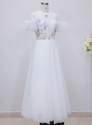 White Sling Gauze Slim Dress