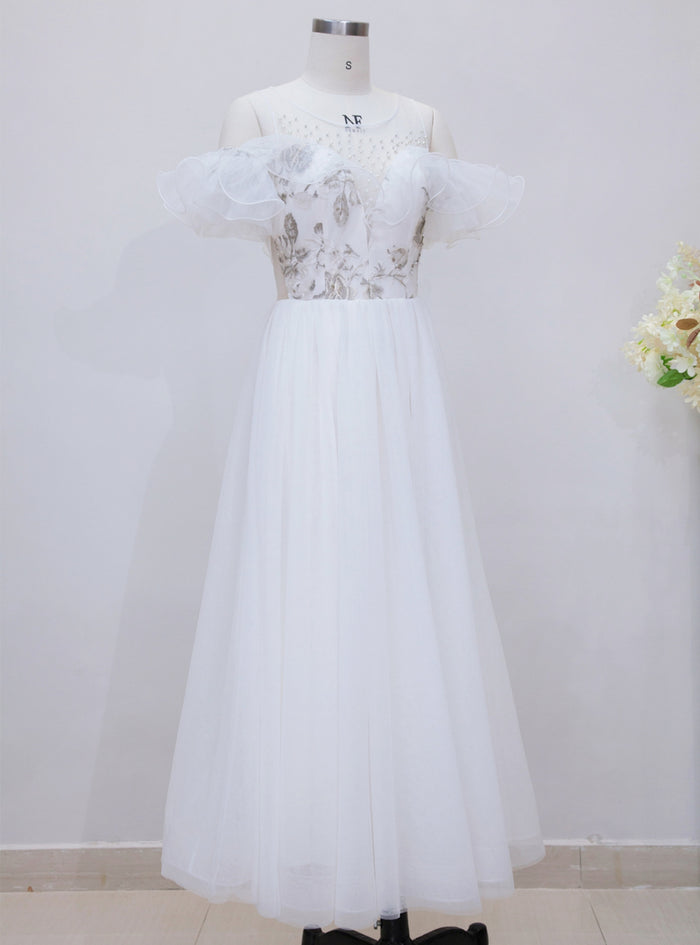 White Sling Gauze Slim Dress