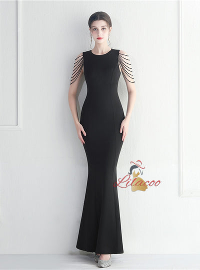 Scoop Neck Beading Sleveless Prom Dress