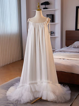 Loose White Straps Tulle Wedding Dress