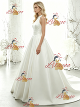 White Satin Halter Wedding Dress