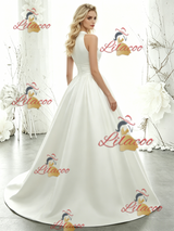White Satin Halter Wedding Dress