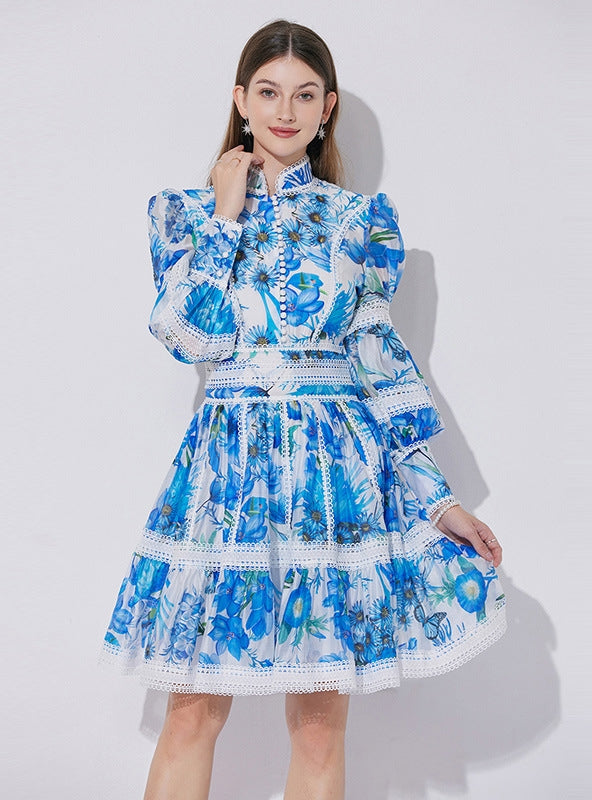 Palace Lace Stitching Printed Dress