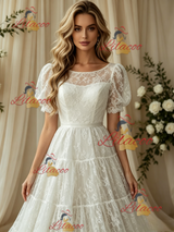 White Lace Strapless Wedding Dress