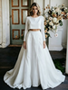 White Satin Long Sleeve Wedding Dress