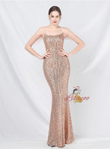 Mermaid Sequins Spaghetti Straps Prom Dress