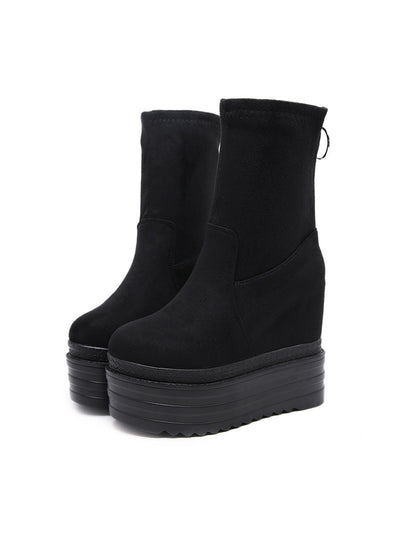 Thick-soled Raised Elastic Wedges Booties