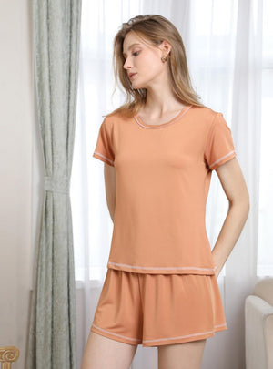 Short-sleeved Pajamas Solid Color Suit