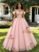 Pink Tulle Straps Beading Quinceanera Dress