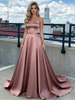 Simple Satin Strapless Prom Dress