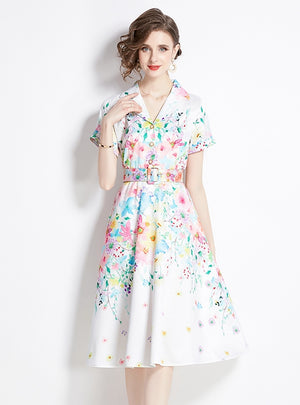 Retro Slim Big Swing Dress