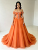 Oragne Tulle Off the Shoulder Beading Quinceanera Dress