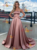 Simple Satin Strapless Prom Dress