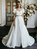 White Satin Puff Sleeve Wedding Dress