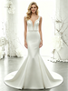 White Mermaid Satin Straps Beading Wedding Dress