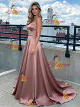Simple Satin Strapless Prom Dress