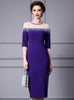 Purple Half Sleeve Beading Mother Of The Bride Dress