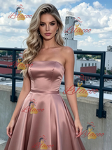 Simple Satin Strapless Prom Dress