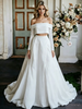 White Two Pieve Off the Shoulder Long Sleeve Wedding Dress