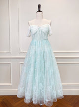 Green Tulle Sequins Straps Prom Dress