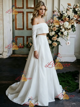 White Two Pieve Off the Shoulder Long Sleeve Wedding Dress