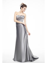 Silver Satin Mermaid Pleats Mother Of The Bride Dress