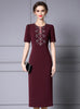 Burgundy Beading Crystal Mother Of The Bride Dress