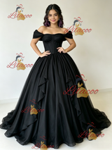 Black Tulle Off the Shoulder Quinceanera Dress
