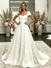 White Cap Sleeve Appliques Wedding Dress