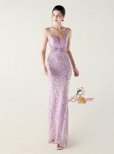 Mermaid Spaghetti Straps Sequins Beading Prom Dress