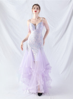 Mermaid Tulle Sequins Beading Prom Dress