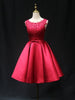 Burgundy Satin Lace Homecoming Dress